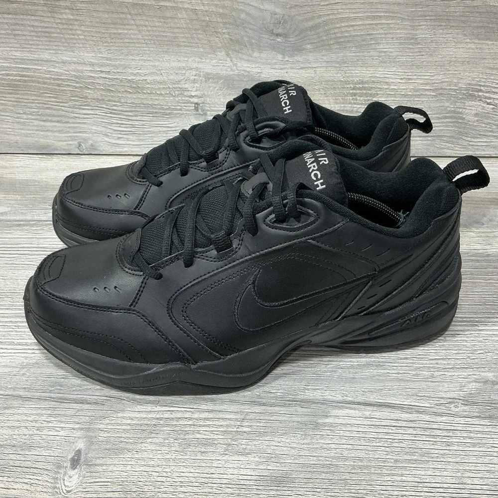 Nike Air Monarch IV Shoes Men's Size 11.5 4E Black Leather Cross Trainer Walking
